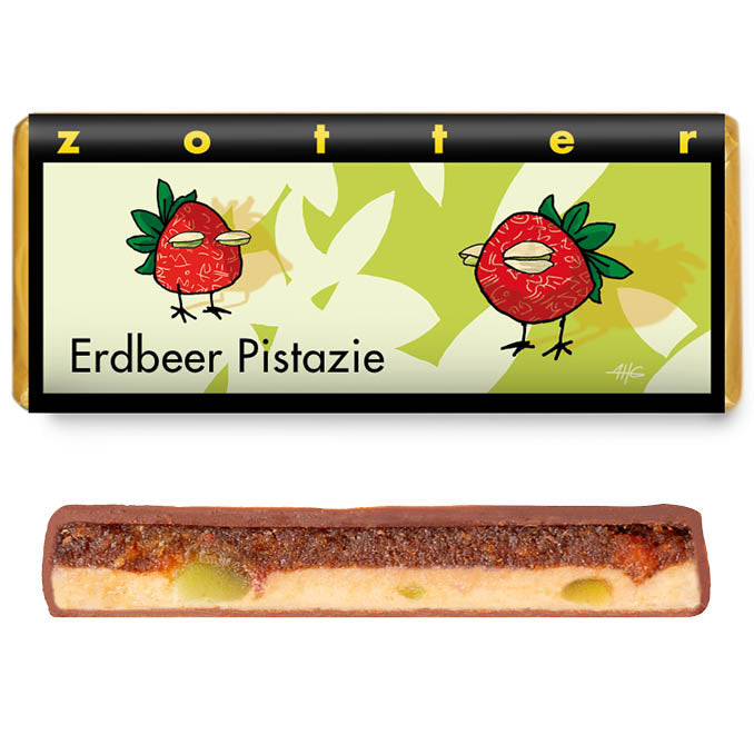 Chocolate bar strawberry pistachio zotter