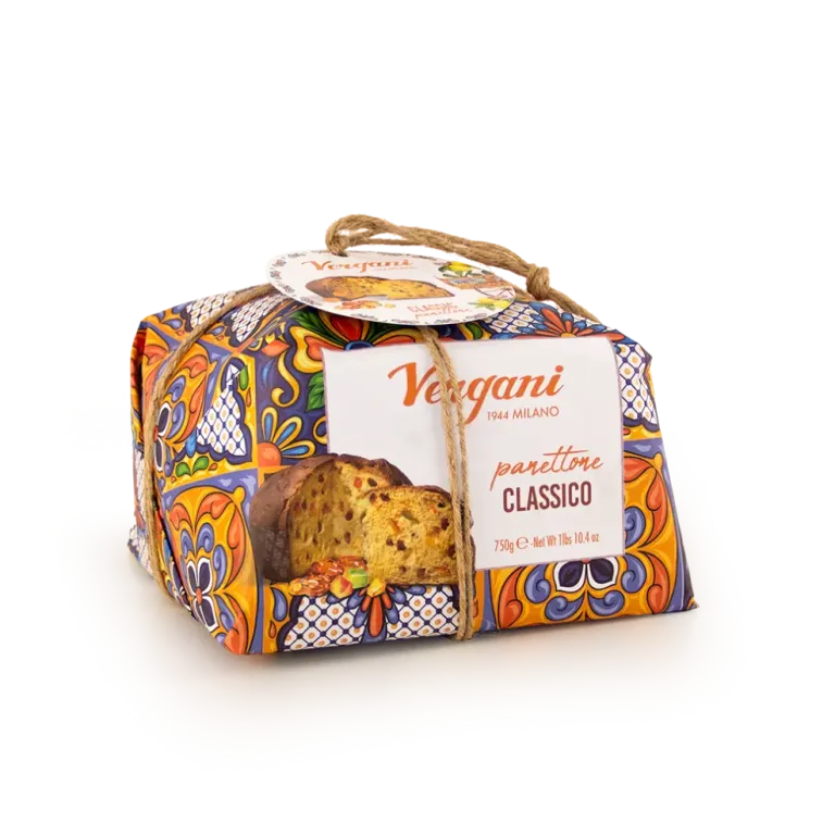 Classic traditional panettone Vergani candied peel and raisins. 
